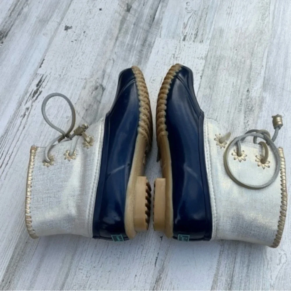 Jack Rogers‎ Boots Size 7 Womens Chloe Duck Outdoor Rain Gold Shimmer Blue